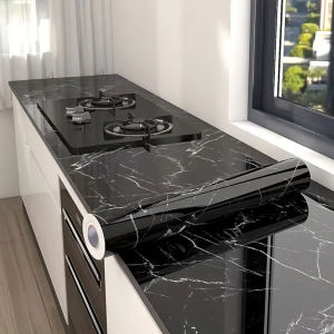 Marble self-adhesive wallpaper vinyl wall sticker kitchen decorative film waterproof wallpaper for home decoration black