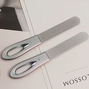 Double Sided Stainless Steel Nail Files Anti-Slip Handle Remover Trimmer Nail Art Tool Stainless Steel Nail File Professional Exfoliating Double Sides Sandpaper for Professional Finger Toe Nail Care Tools Buffer Fo