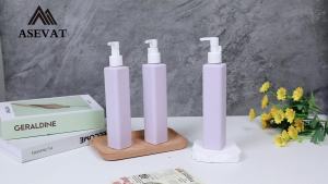 Plastic Empty Squeeze Bottle Refillable Lotion Containers Cream Shampoo Leak Proof Travel Bottles (Purple+White Pump 8.4-4 Pcs)