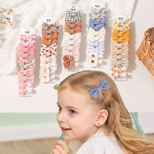 10pcs/set New Bows Hair Clips for Girls Kids Cute Boutique Full Coverage Fabric Childrens Headwear Baby Hair Accessories Gifts