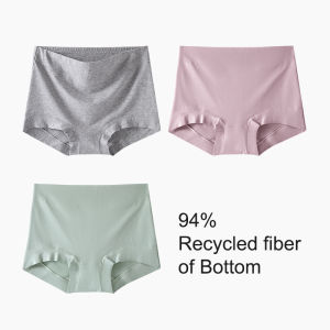 MiiOW | กางเกงชั้นในผ้าฝ้ายเอวสูงไร้ตะเข็บสำหรับผู้หญิง กางเกงชั้นในทรงสี่เหลี่ยมแบบสวมสบาย กางเกงชั้นในป้องกันการรั่วไหลสำหรับผู้หญิง