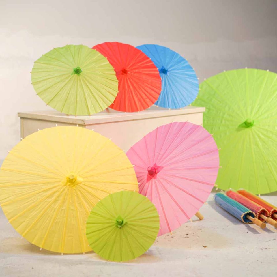 Mini Hand-Painted Paper Umbrella DIY Craft Props for Kindergarten Drawing Colorful Decorative Props Photography Wedding Dance