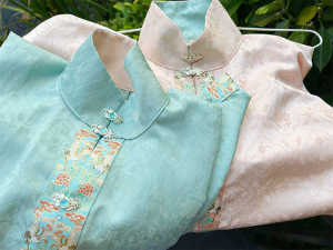 Autumn New Song Ming Dynasty Hanfu Womens Short Shirt Stand Collar Button Front Sleeve Bow Bag Sleeve Traditional Culture Loose Fit