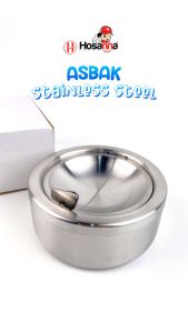 Tempat Puntung Rokok Stainless / Asbak Aesthetic Buka Tutup Portable