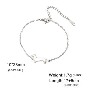 Cute Dachshund Dog Stainless Steel Bracelet for Womens Valentines Day Commemorative Day Jewelry and Gift Wholesale
