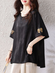 DAIXIANGFEIZI | Summer New Arrivals Elegance Stylish Plus Size Satin Short Sleeve Blouse