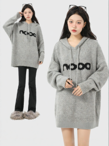 ARCG | Áo Len Có Mũ Dài Oversized Phong Cách Casual cho Phụ Nữ
