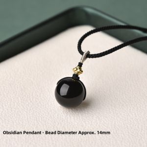LINGFEI | Natural Black Obsidian Pendant Necklace