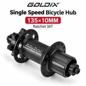 GOLDIX | GOLDIX Dirt Jump Single Speed Rear Hub 32H 36T Ratchet CNC Aluminum Alloy 135x10 142x12 J-Bend SS Bearing Pump Track MTB Bicycle