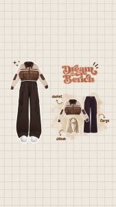 One Set 3in1 Kekinian (Jaket Crop Wanita + Celana Cargo Highwaist + Jilbab Paris) - KA128