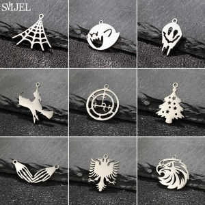 5pcs Gothic Spider Web Ghost Eagle Charms for Jewelry Making Stainless Steel Pendant Handmade DIY Necklace Hallowmas Accessories