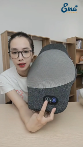 Đệm Kê Lưng Massage Rung & Sưởi Ấm EMA - Gối Kê Thắt Lưng Cao Su Non Không Dây Giảm Đau Mỏi Cột Sống
