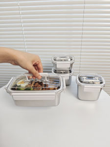 Microwaveable Heating Lunch Box 304 Stainless Steel Lunch Box Refrigerator Crisper Sealed Lunch Box for Office Workers
