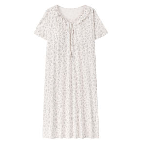 MiiOW | Cat Woman Sleep Dress Womens Summer Short Sleeve Loose Sweet Floral Print Home Clothes MiiOW Cotton Rayon Spandex Blend