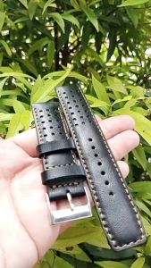 Strap Kulit Tali Jam Tangan Crazy Horse Rally Warna Hitam Bergaransi