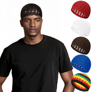 Hollowout Crochet Brimless Hat Simple Skull Cap Breathable Knitted Hat for Autumn Winter Fashion Hair Net Sleep Headwear