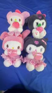 Sanrio | Hot 25/30cm Strawberry Kuromi Pillow Plush Toy Girls Soft Stuffed Animal Toys Strawberry Melody Doll For Girl Birthday Gifts