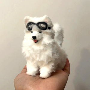 MOLIDA | Rabbit Fur DIY Craft Kit Cute Samoyed Dog Model