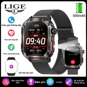 LIGE | Đồng Hồ Thông Minh Ngoài Trời LIGE 2.01 Dành Cho Nam Với La Bàn Chống Nước IP68 Pin 600mAh Đèn Pin LED Gọi Bluetooth Theo Dõi Thể Dục Theo Dõi Nhịp Tim