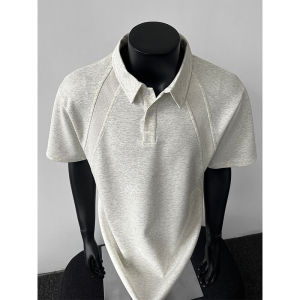 Heavyweight Structured Mens Polo Shirt Short Sleeve Turn-down Collar American Style Shoulder Padded Summer T-shirt