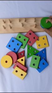 APE Basic shape Mainan Edukasi Anak 4/4 5/4 6/4 Timbangan Balok Kayu Geometri Montessori Toy