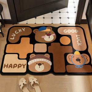 Cartoon Bear Shaped Bathroom Door Mat Non-Slip Absorbent Shower Mat Entryway and Bathroom Decorative Mat Home Decor