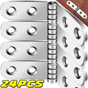 Dizoey 24PCS Metal 180 Degree Foldable Hinge Flap Screw-On Hinges Rounded Corner Buffer Hinge for Wooden Box Door Cabinet Furniture Hardware
