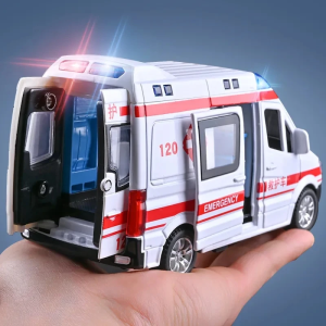 1:32 Mini Car Diecast Ambulance Fire-Truck Policecar Model Sound And Light Vehicle Simulation Collection Gifts Toys
