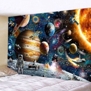 VIKAMA Space Astronaut Planet Tapestry Solar System Space Planet Spacecraft Background Cloth Warm Tapestry Room Decoration