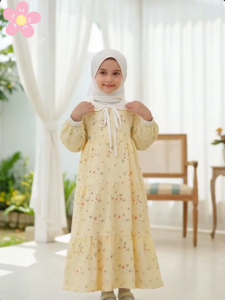 Gamis anak korean style haura rayon premium 3-10 tahun