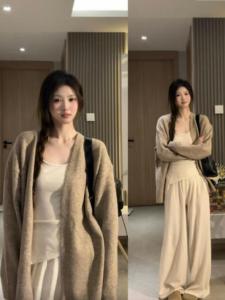 Lush Sheep Cashmere Long Sleeve Knitted Cardigan Soft Style Medium Length Shoulder Open Autumn Winter Womens Fashion Top