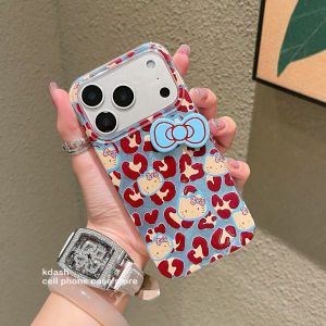 Blue Leopard Print Kitty Phone Case with Bow for iPhone 17 pro Max Apple 16 pro Womens Creative Fun Korean Style PC Material