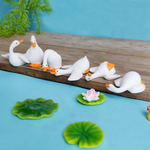 6pc Goose Duck Animal Model Home Decoration Resin Craft Miniature Figure Tiny Bonsai Microlandscape Fairy Garden Decor