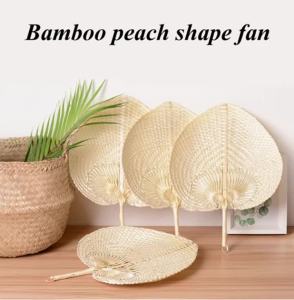 1/10/20pcs DIY Peach-shaped Pure Handmade Bamboo Woven Fan Summer Cooling Colored Chinese Style Hand Fans For Home Wedding Decor