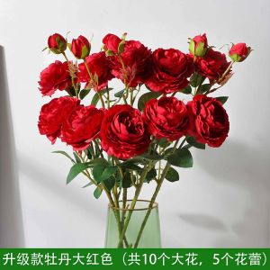 Indoor Living Room Decorative Fake Roses Artificial Flowers Table Centerpiece Light Luxury Dried Flower Bouquet Silk Flower