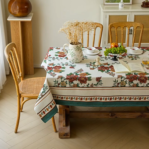 Flower Style Cotton Linen Tablecloth Cover Washable Anti Scratch Tablecover Outdoor Dining Soft Table Cloths 4/6/8/10seater