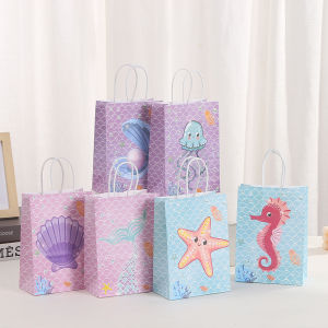 New Ocean Animal Mermaid Handheld Gift Bag Birthday Girls Party Scene Decoration Event Gift Arrangement Cartoon Aluminum Foil Balloon