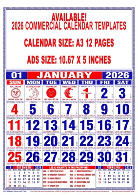 2027 COMMERCIAL CALENDAR A3 SIZE