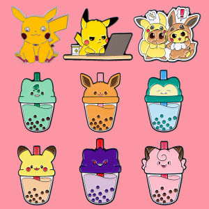 เข็มกลัดเคลือบลายการ์ตูนคู่รักเอลฟ์จากอนิเมะ เกม ชานม หนู ผู้หญิง เครื่องประดับติดปกเสื้อโลหะ ของขวัญสำหรับแฟนๆ