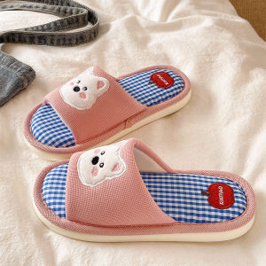 QIAOHUI | Breathable Soft Bottom Silent Anti-Slip Indoor Women Slippers Linen