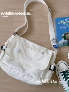 Casual Nylon Crossbody Bag for University Students Single Shoulder Bag with Zipper Closure Soft Texture Pure Color Pattern