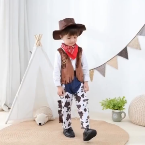 Kids Cowboy Costume Western Cowboy Cosplay Outfit Boys Girls Cowboy Set Birthday Party Halloween Dress Up