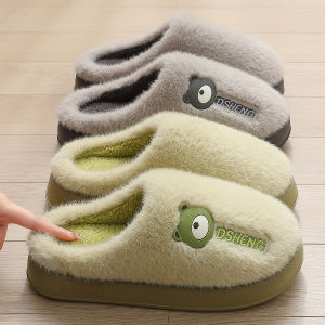 รองเท้าแตะผ้าฝ้ายลายการ์ตูนสำหรับผู้หญิงในช่วงฤดูหนาว พื้นหนา กันลื่น อบอุ่น รองเท้าแตะผ้าฝ้ายสำหรับคู่รัก รองเท้าแตะชาย