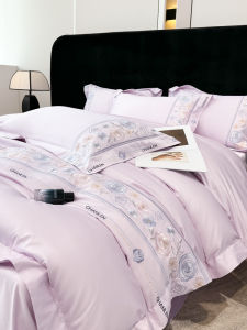 Luxurious 200 Thread Count Cotton Floral Embroidery Bedding Set Queen Size 4pc Pure Cotton Long Staple Soft Comfortable Sheets