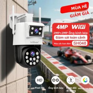 Camera IP Wifi Srihome 4MP HD Hai Ống Kính Ngoài Trời Xoay PTZ Camera An Ninh CCTV Với Tính Năng Tự Động Theo Dõi AI Giám Sát Video Gắn Tường