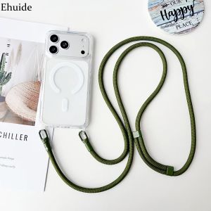 Magnetic Lanyard Clear Case For iPhone 17 Pro Max 14 13 15 16 Plus 17P Acrylic Shockproof Crossbody Neck Cord Strap Hard Cover