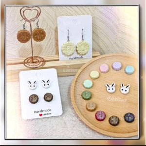 Polymer Clay | Mooncake Earrings | Mid-Autumn Festival | Handmade by Larissa 手工软陶耳环 | 中秋月饼系列