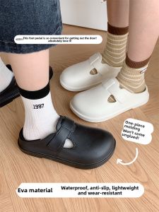 Womens Summer Fashion Flat Bottom Birkenstyle Slippers Indoor Outdoor Wear Pure Color Slip-On EVA Slippers Simple Casual