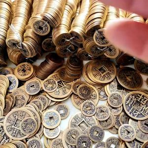 高质量铜钱 五帝钱 批发价 2.4厘米铜钱 招财辟邪镇宅保平安 顺治康熙雍正乾隆嘉庆 五帝钱配件2.4厘米纯铜十帝钱铜钱 辟邪化煞 招财纳福 仿古币铜 出入平安 招财进宝 Feng Shui Coin Copper Coin