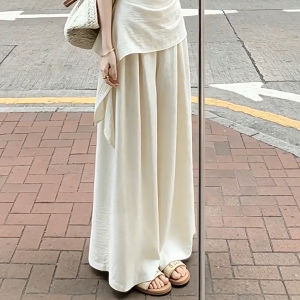XUECAIQI | Summer Beautiful Korean Lazy Irregular Draped Off-shoulder Top High-waisted Loose Pants Suit Set